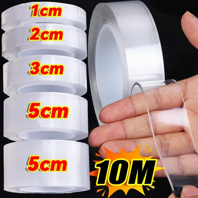 1-10M Nano Double Sided Adhesive Tape Heavy Duty Clear Waterproof Traceless Extra Strong Glue Removable Seal Gap Strip