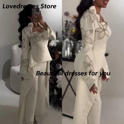 Customized Elegant Square Neck Evening Dresses Appliques Beads Long Sleeves Prom Dress Ankle-Length Bespoke Occasion Dress