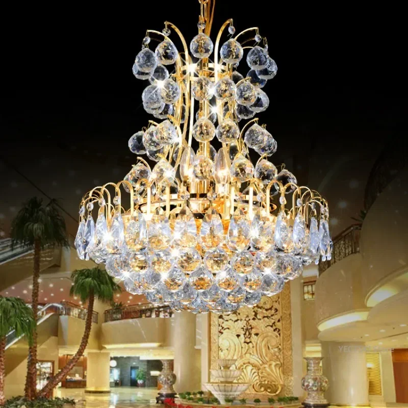 

GHEUVNJ European style crystal chandelier light luxury hotel lobby chandelier villa living room crystal chandelier