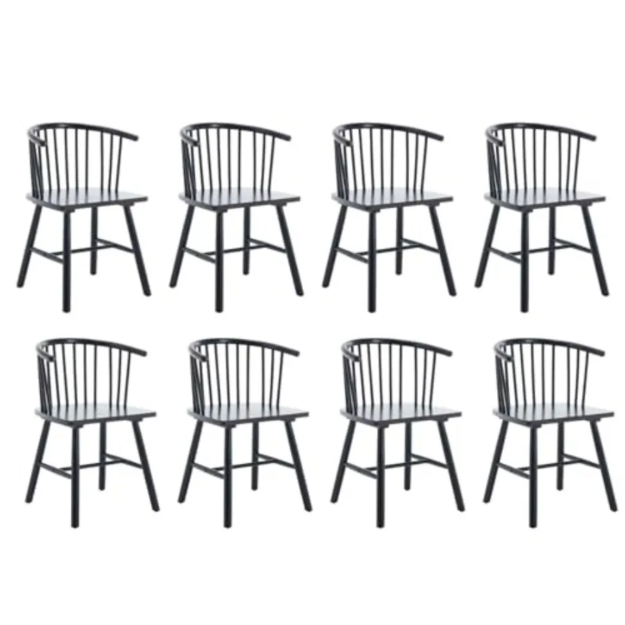 

Wooden Dining Chairs Set of 8 Farmhouse Spindle Dining Room Chairs with Arms/Wide Curved Back Modern Kitchen Chairs Windsor Sid