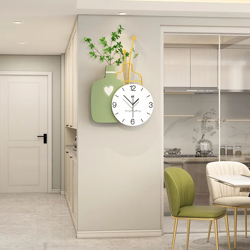 ساعة حائط لغرفة المعيشة، ساعة فنية حديثة وبسيطة لغرفة الطعام، لوحة ديكور جدارية منزلية، ساعة صامتة