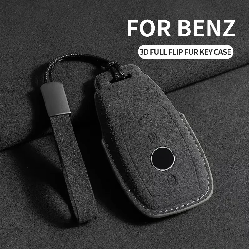 

Suede Car Key Case Cover Protector Shell for Mercedes Benz A C E S G Class GLC CLE CLA GLB GLS W177 W205 W213 W222 X167 AMG