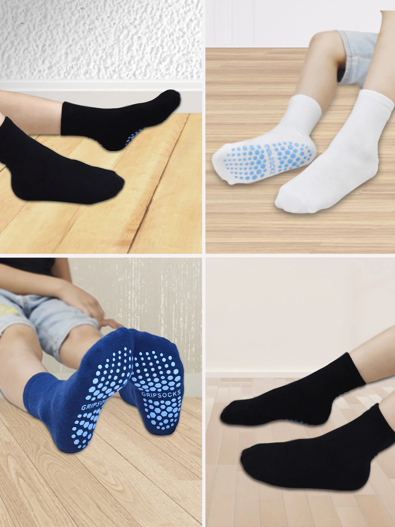 Toddler Socks With Grips For Boys Girls 15 Pairs Non Slip Sticky Crew Socks For 1-10 Years Baby Kids