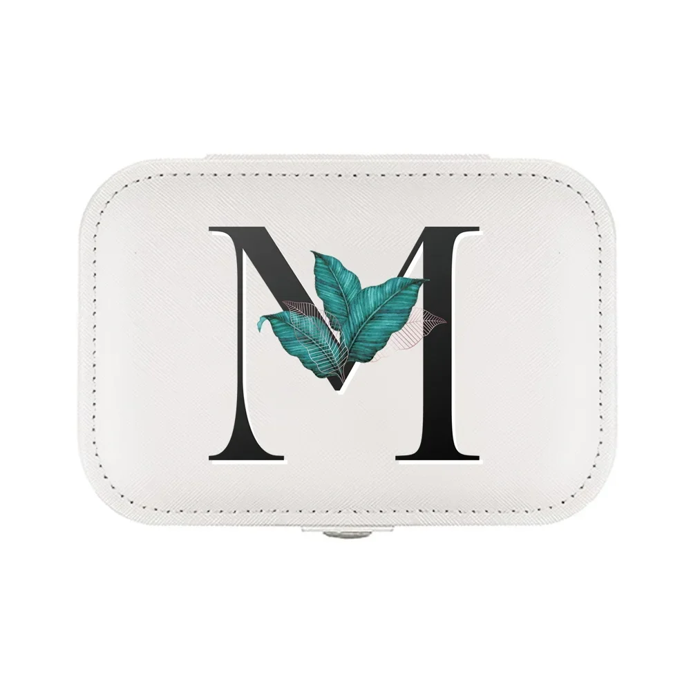 Earrings Storage Bag Jewelry Box Desktop Drawer Necklace Ring Holder PU Leather Organizer Display Golden Flowers and Letters2023