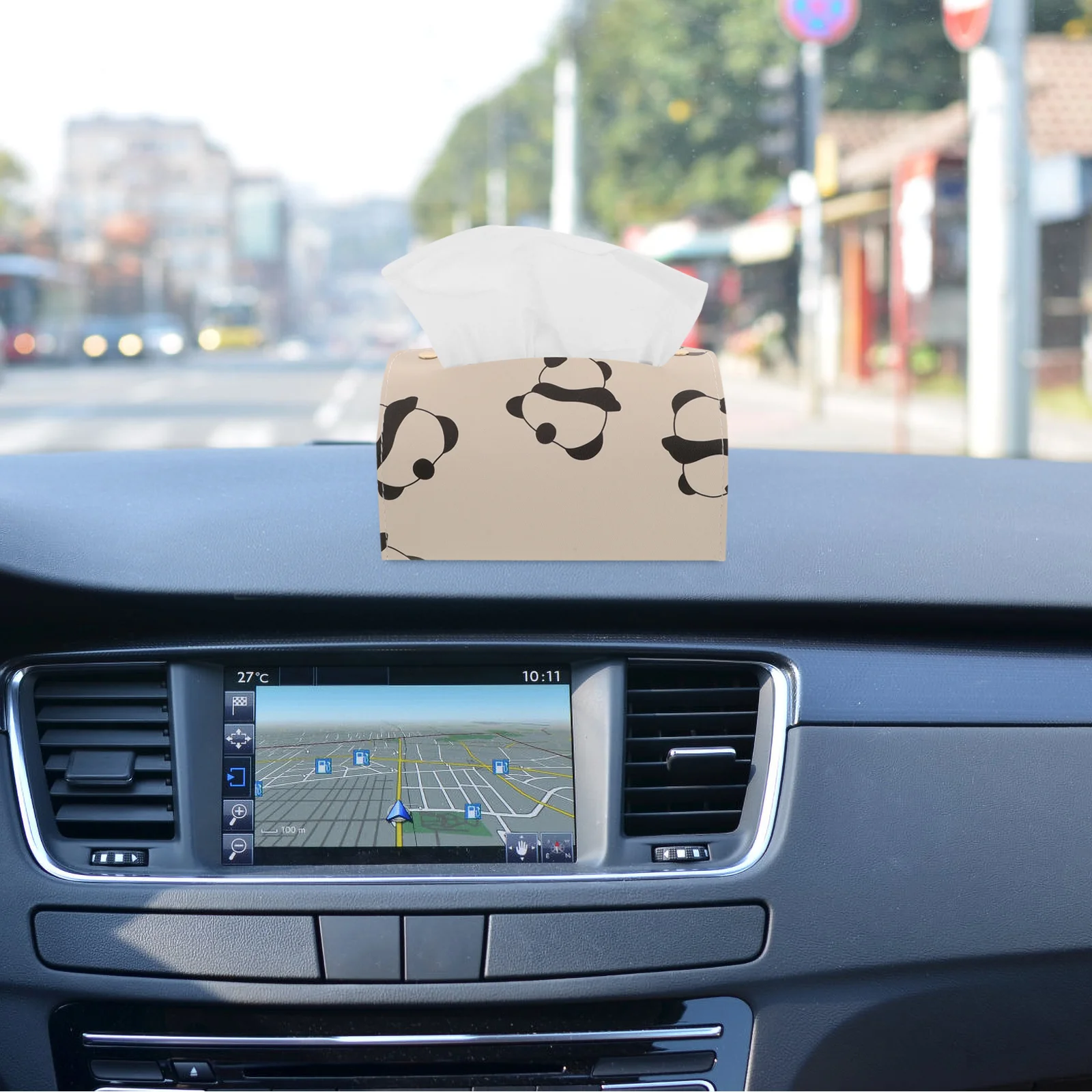 

Multifunctional Car Tissue Box Holder PU Hanging Paper Towel Storage Organizer Cute Car Interior Accessory