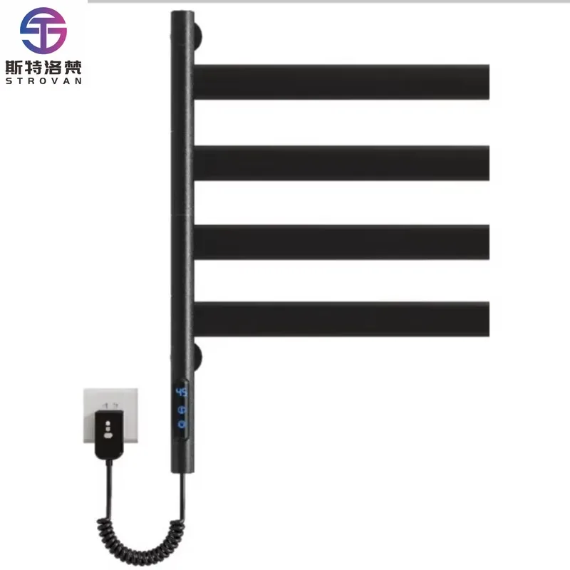 

Smart Home Carbon Fiber Heating Aluminum Electric Heated Towel Rack Rotatable Stainless Steel Bath Rack for Hotel