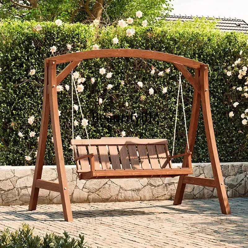 

L181 Hanging Chair Street Patio Swings Suspended Wooden Shaking Garden Patio Swings Hammock Retro Outdoor Furniture Columpiar LL