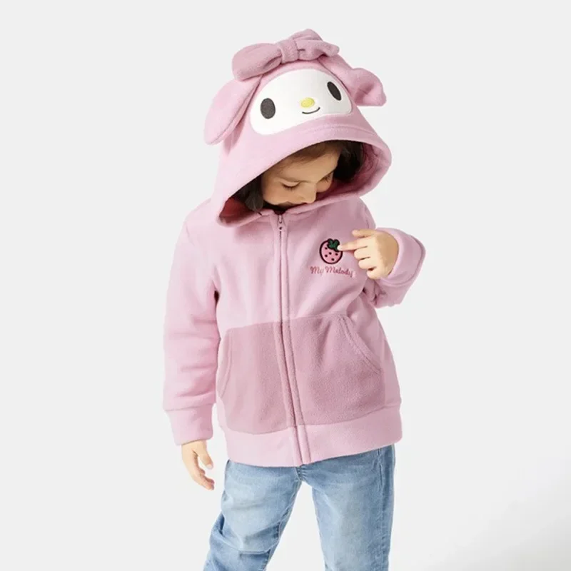 Cosplay My Melody Children's Zipper Plush Hoodie Cartoon Top Jacket Boys and Girls Spring and Autumn Student Fashion Street Wear