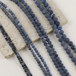 4 6 8 10 12mm Natural Stone Black Weathered Agate Beads Round Loose For Jewelry Charms Bracelet Necklace Handmade Making DIY