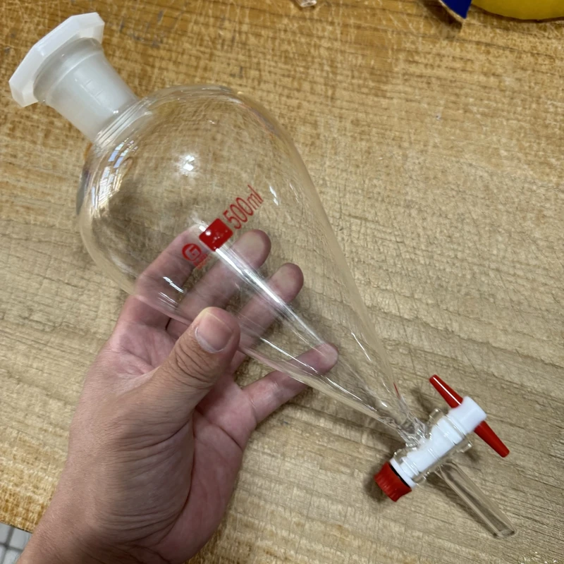 Embudo de separación de vidrio en forma de pera con boca estándar, 30ml/60ml/250ml/500ml/1000ml, separación para experimentos de laboratorio, 1 ud.