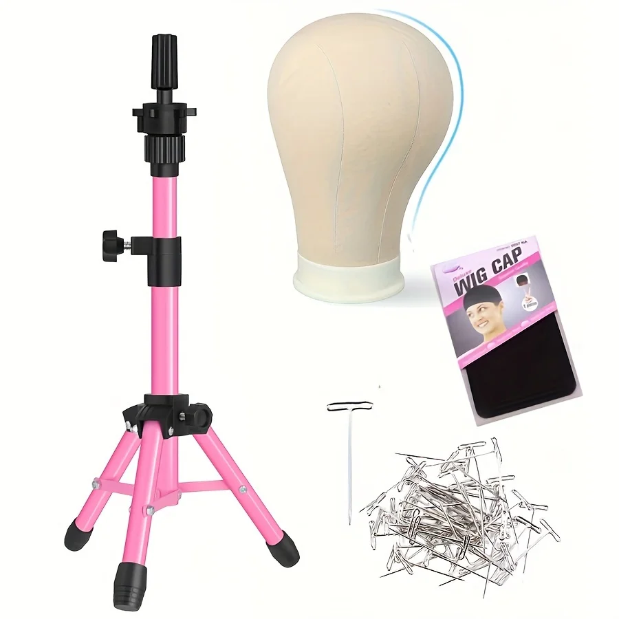 

Wig Stand with Head 64cm portable Adjustable Wig Stand Wig Head Stand with mannequin head for wig with stand t-pins & wig cap