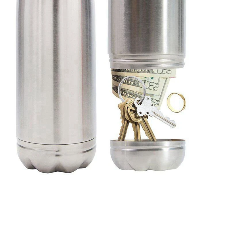 Portable Stainless Steel Water Cup, Removable Storage At The Bottom For Money And Keys Storage Water Bottle