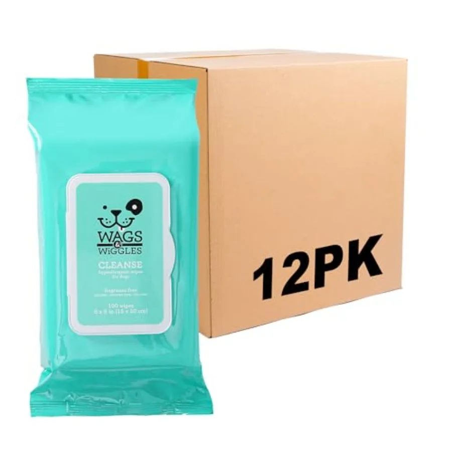 

Hypoallergenic Dog Wipes for Sensitive Skin Waterless Cleansing Towelettes for Paws Face Body and Rear No SLS DEA Parabens - 12