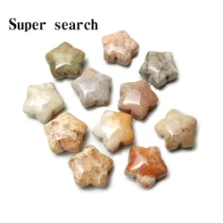 Natural Stone 16mm Chrysanthemum Agates Pentagram Shape Loose Beads for Jewelry Making DIY Handmade Bracelets Accessories