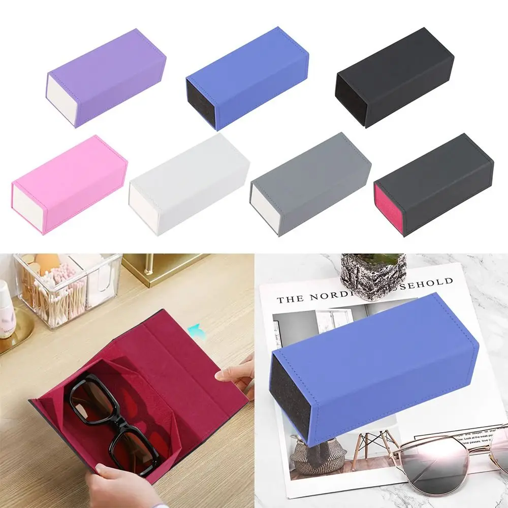 Rectangle Folding Glasses Box PU Foldable Myopia Glasses Case Portable Multifunctional Glasses Sunglasses Bag Men Women