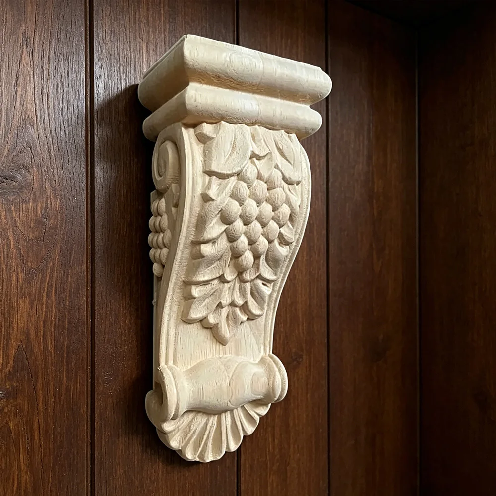 

16cm 22cm Wood Decoration Applique Vintage Creative Home Decor Maison Accessories Wooden Figurines Miniatures Carved Wall Column