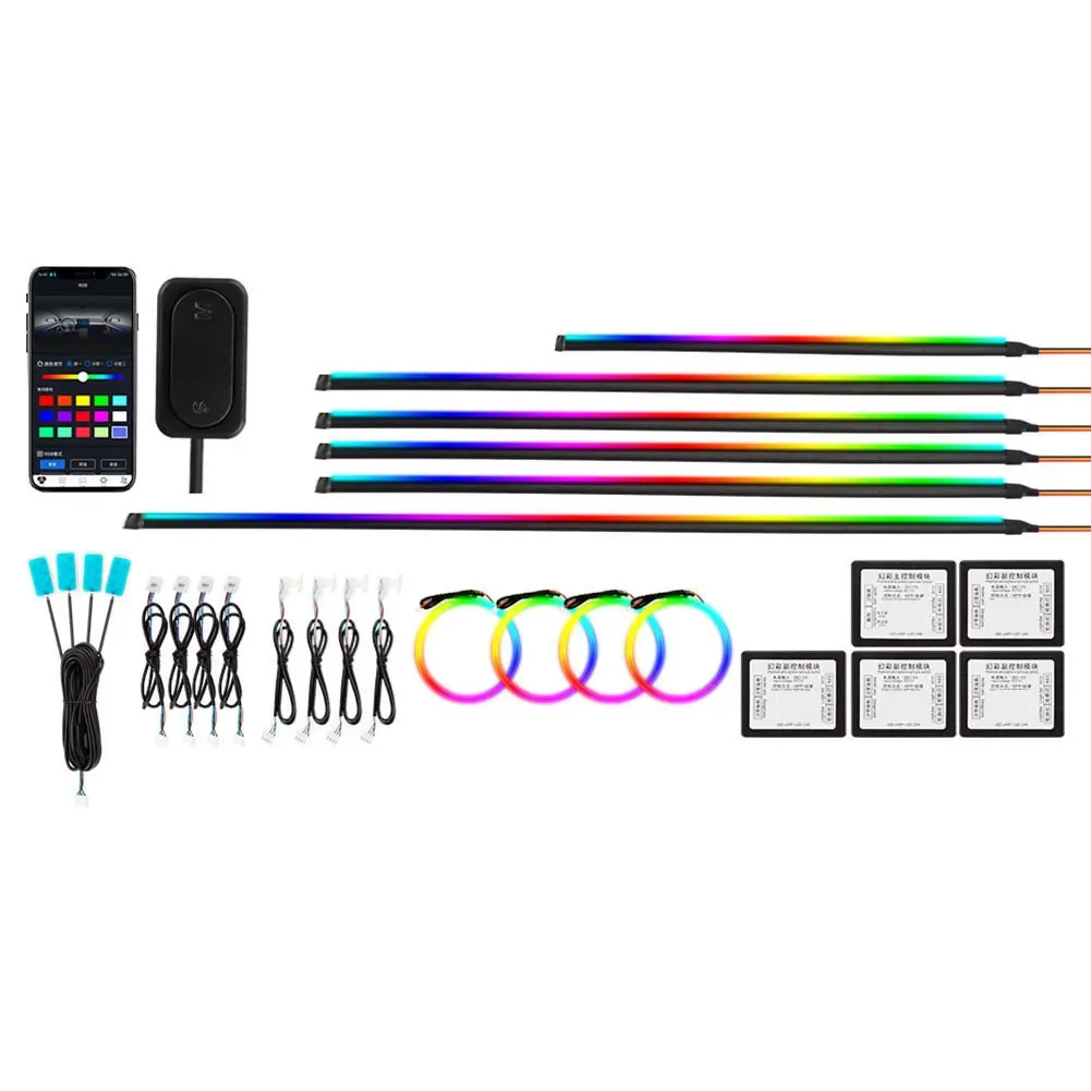 

22 In 1 Full Color Streamer Car Ambient Lights RGB 64 Color LED Interior Hidden Acrylic Strip Symphony Atmosphere Lamp