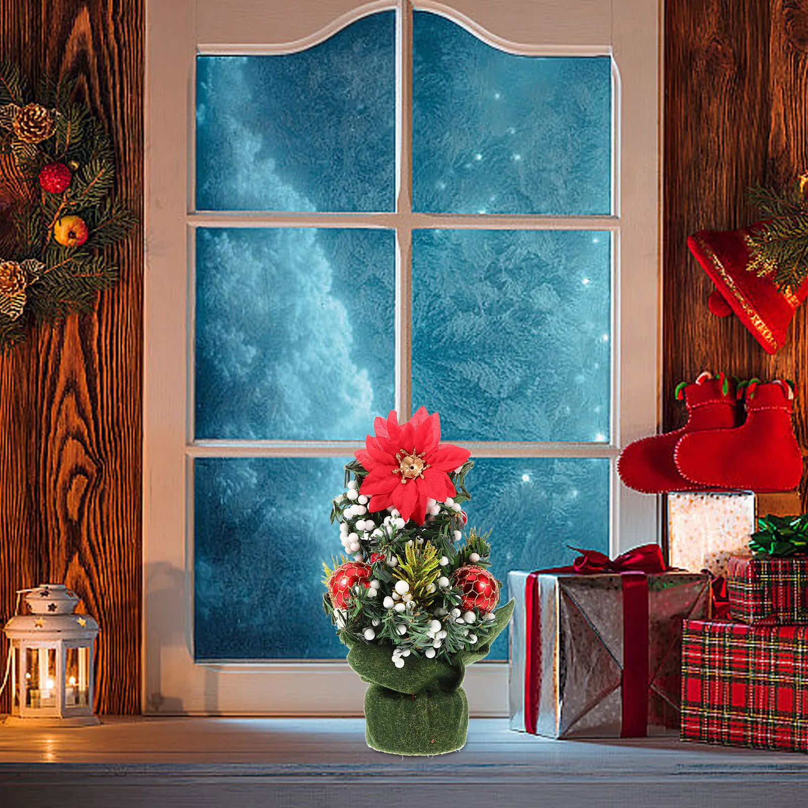 

Mini Christmas Tree Decorative Cloth Pvc Tabletop Xmas Tree Adornments Home Bedroom Shop Window Party Decoration Farmhouse