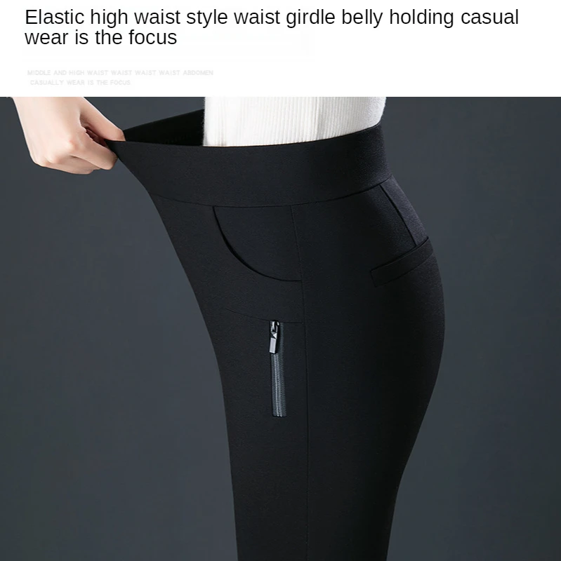 Imagem -04 - Leggings Femininas de Cintura Alta e Ajuste Fino Calça Casual com Pés Apertados Tamanho Grande S6xl Estilo Outono e Inverno