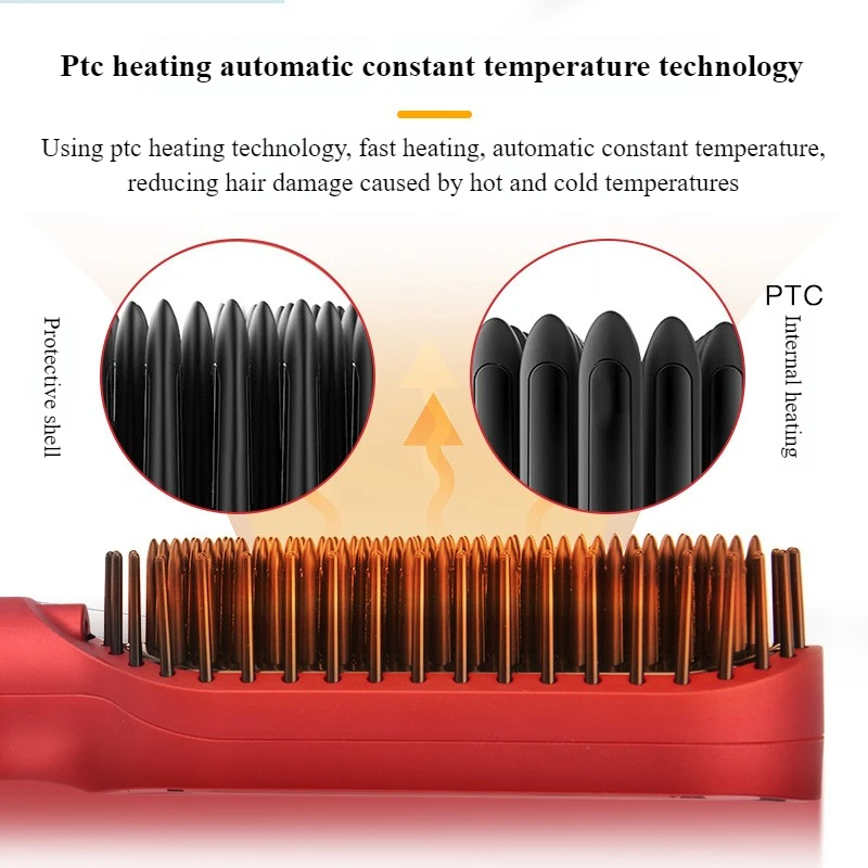 Pritech Hair Straightener Professional Quick Heated Negative Ion Electric Hot Comb Personal Care Multifunctional Hairstyle Brush