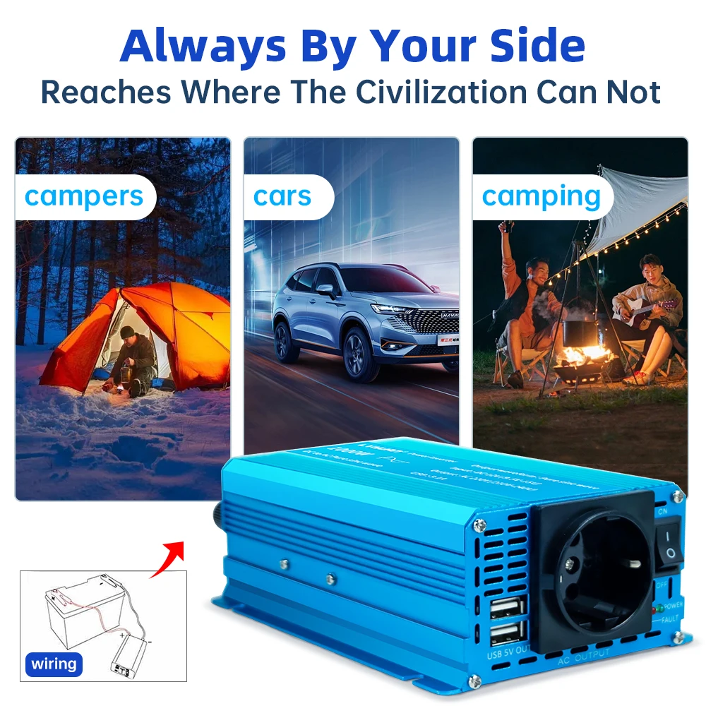 LVYUAN Car Inverter New Pure Sine Wave Inversor DC 12V/24V To AC 220V Voltage Converter EU/Universal Power Inverter