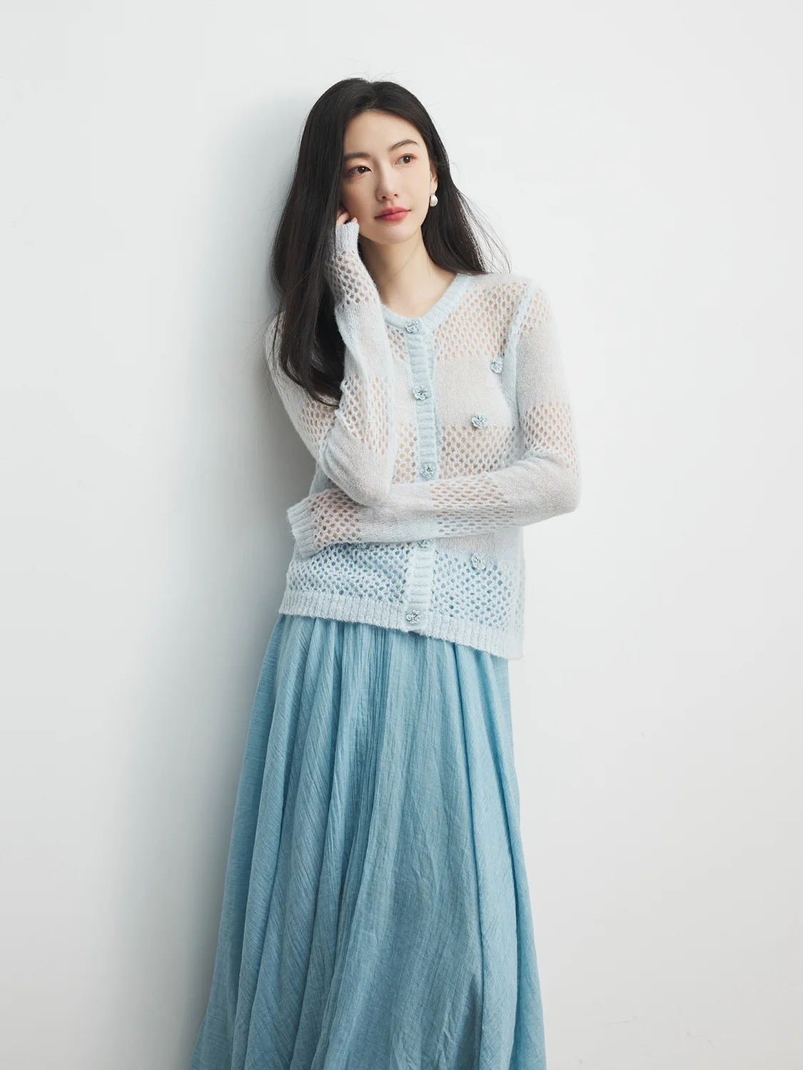 

Женский тонкий вязаный кардиган Annata с цветочным узором, весна-осень, новинка, для повседневной носки, прямой крой, без рукавов