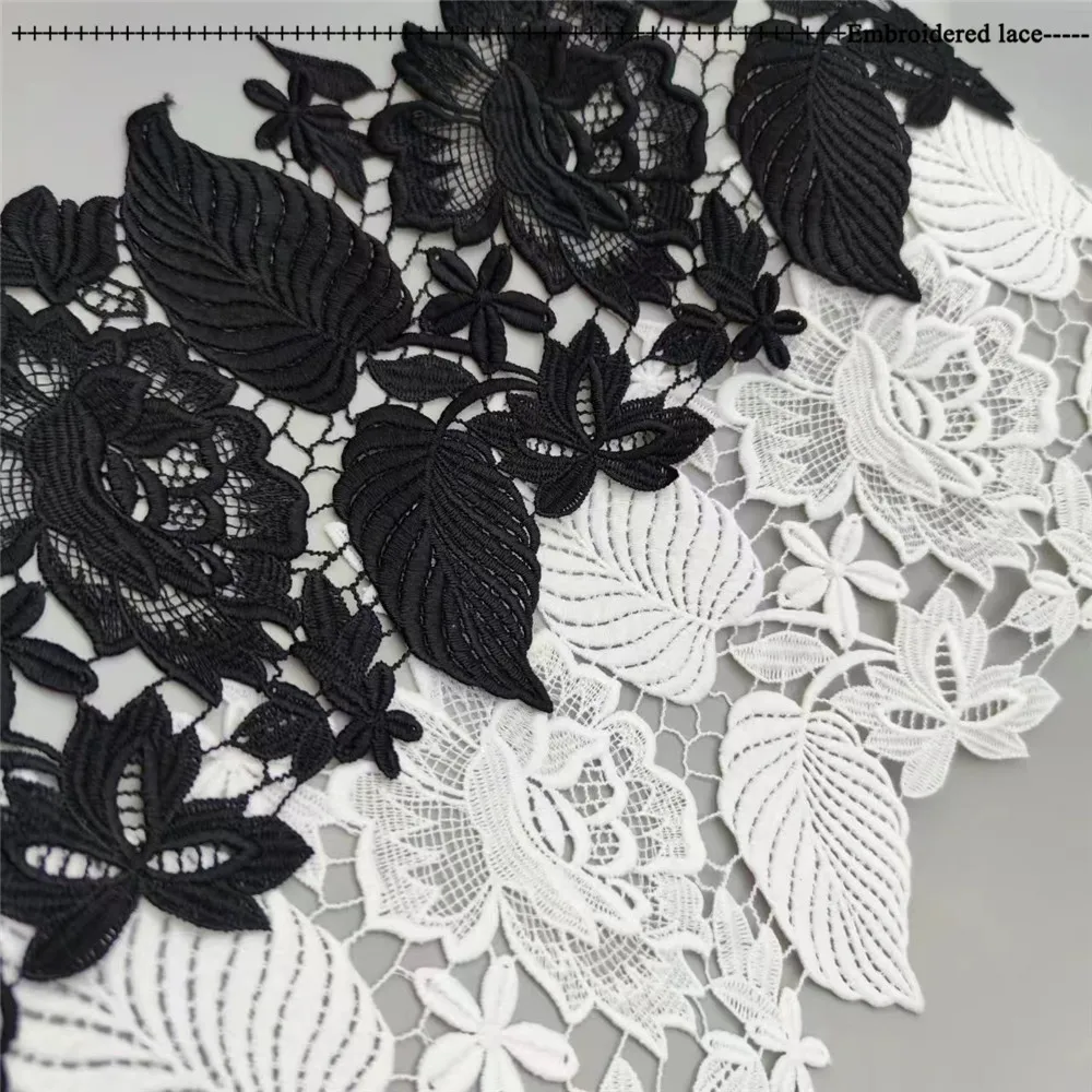 Flowers Embroidered Lace Trim Ribbon Wedding Applique DIY Manual Sewing Supplies Craft Decoration 19cm