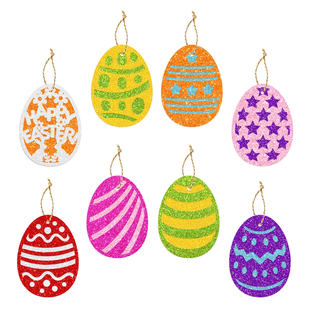 

8pcs Extra Large Paper Easter Egg Hanging Ornaments Party Decorations Festival Style Easter Themed Decor Indoor Hanging