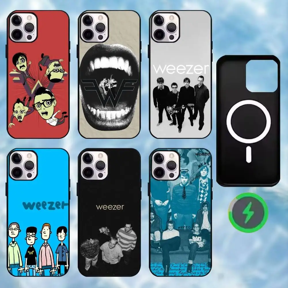 

Cool W-Weezer Band Phone Case For iPhone17,16,15,14,13,12,11 Max Black Wireless Charging Protecitve Cover