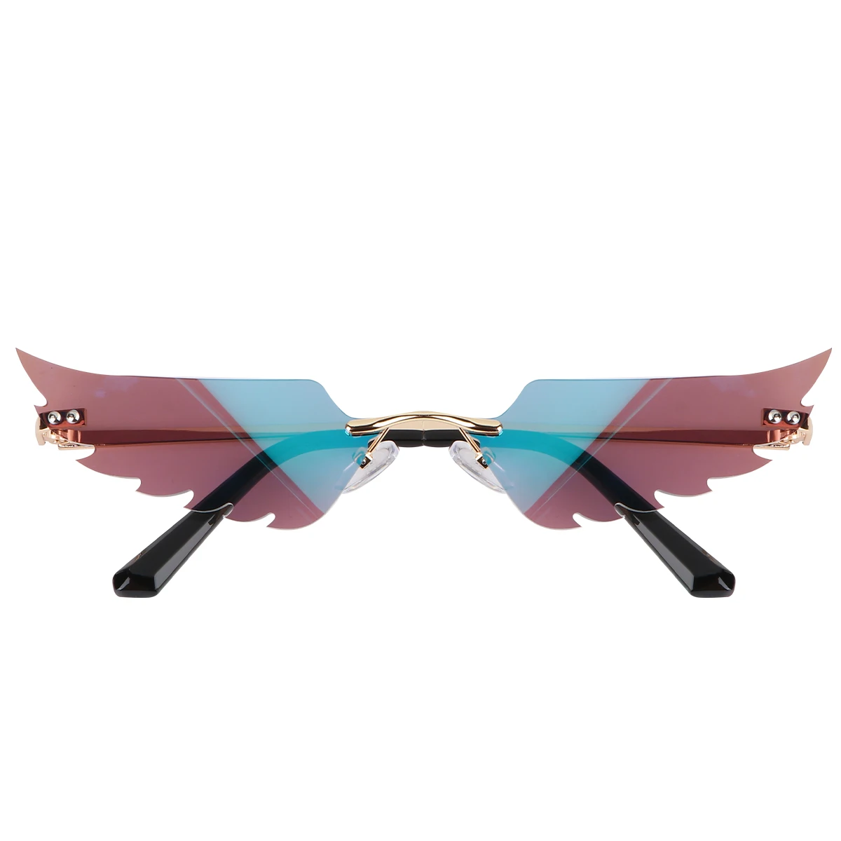 

Angel Wing Sunglasses All Match Fashion Eyewear Lightweight Stylish Comfortable Frame Creative Party Gift Green Purple