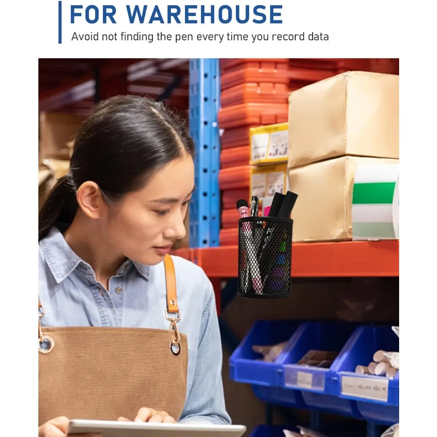 حامل أقلام مغناطيسي مكون من 4 قطع من ملحقات منظم خزانة المقشرة للمدرسة والمكتب باللون الأسود