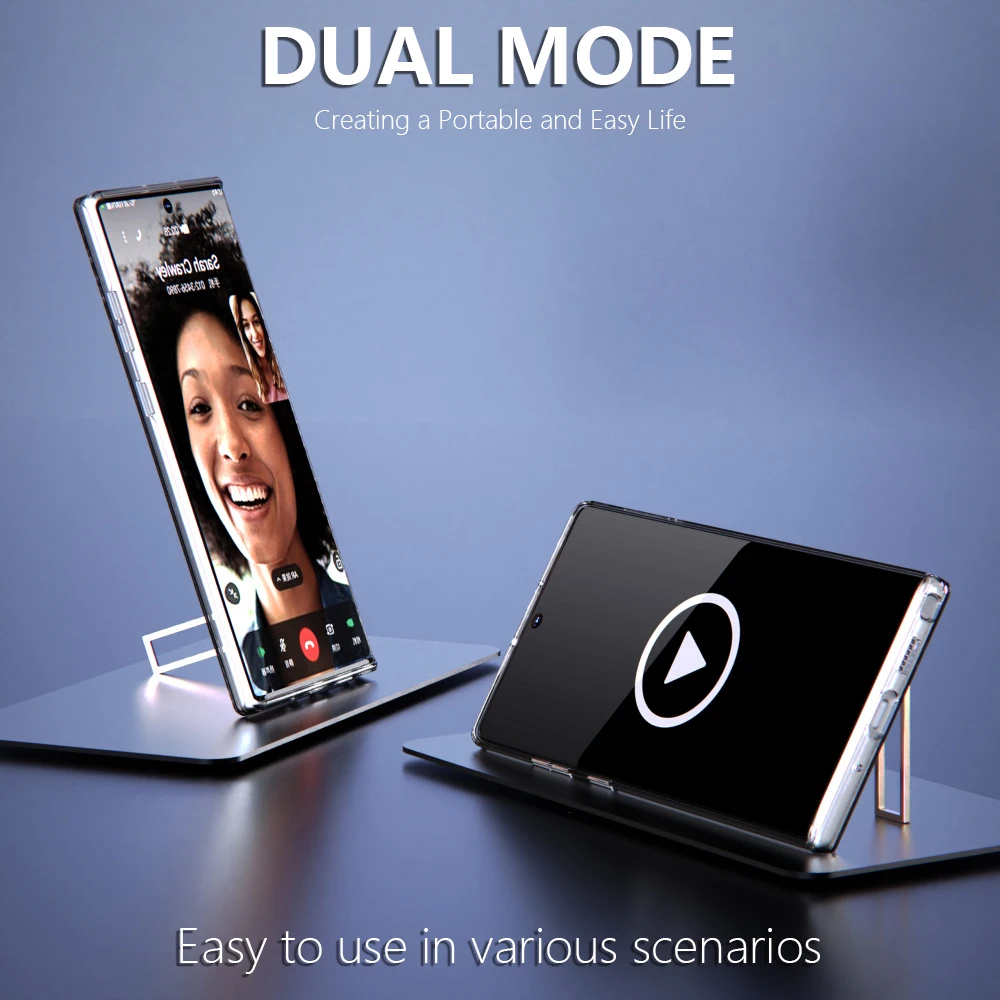 Luxury Transparent Holder Stand Shockproof Clear Case For Samsung Galaxy Note10 Plus Note10Plus Note 20 10 9 8 Soft Back Cover