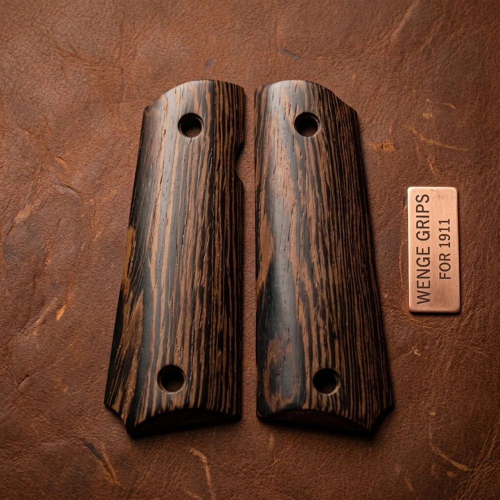1 pair 1911 Wenge Wood Grips Pair Natural Raw Wood Handle Slices Outdoor DIY Modification Pistol Grip Accessories