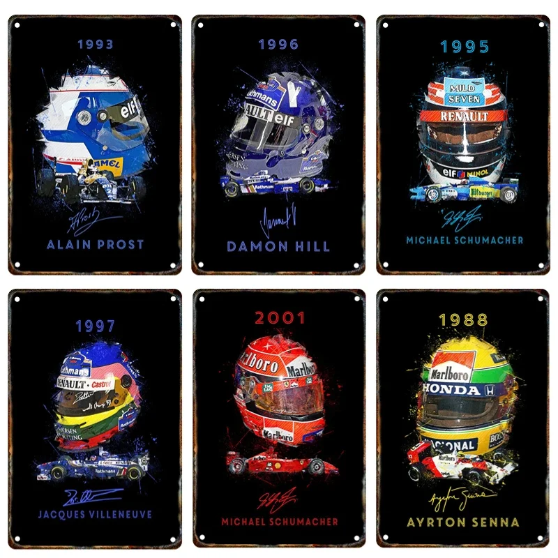 F1 Racing Helmet Metal Poster Logo Plaque Tin Painter Residence Garage Bar Club Modern Wall Art Decoration Mural Aesthetic Gift