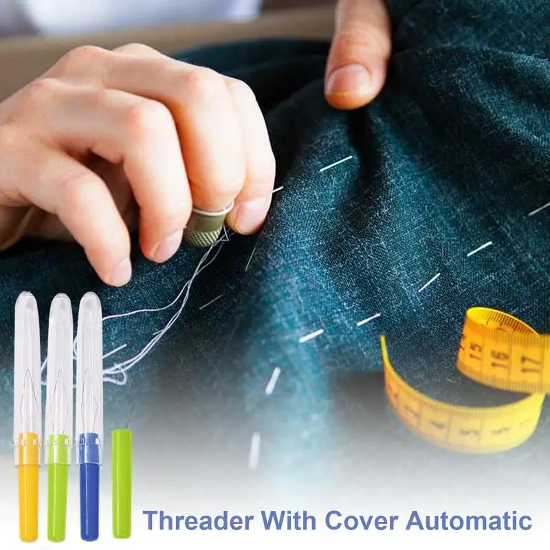 Alat Threader Jarum 3 Buah Threader Jahit Otomatis untuk Threader Jarum Warna-warni Rumah Tangga untuk Alat Jahit Universal Pecinta DIY