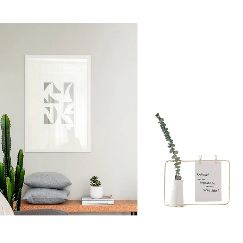 

Simple Golden Wrought Iron Ceramics Flower Vase Retro Photo Frame Hydroponics Vase Nordic Style Table Decor Living Room