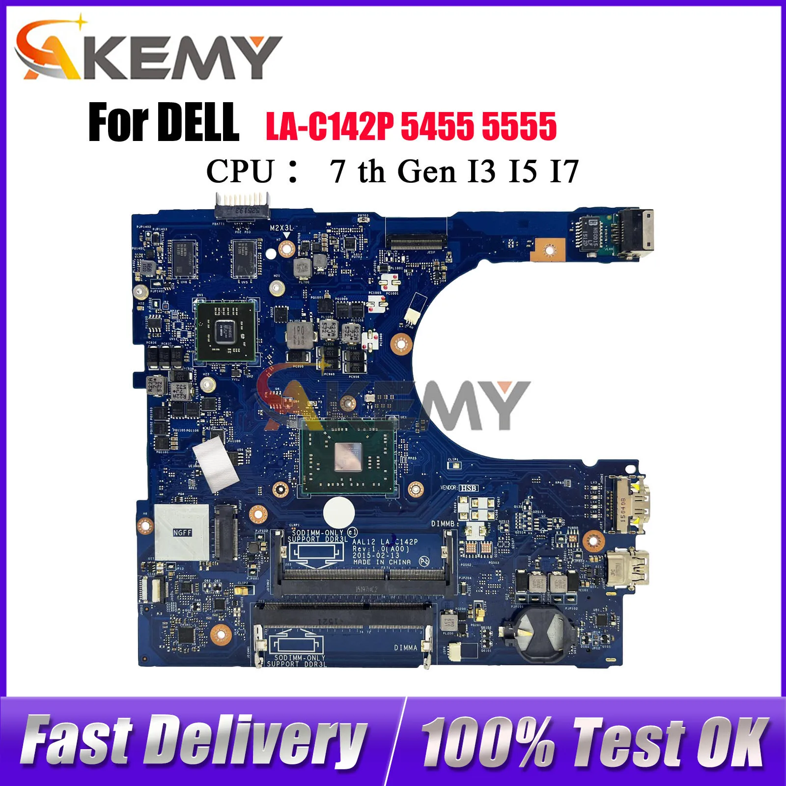 

For Dell Inspiron 5455 5555 5755 Notebook Mainboard AAL12 LA-C142P with HDMI CN-01N0C6 CN-0VJRMW 216-0867020 100% Fully Tested