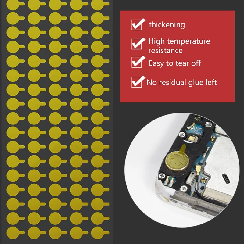 New 100Pcs Dust Stickers High Temperature Tape For Phone Camera Infrared Dot Matrix Protective Sticker
