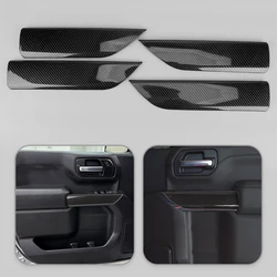 1Set Interior 4 Door Panel Decor Trims Covers Fit for Chevrolet Silverado GMC Sierra Crew Cab Truck 2019-2023 Carbon Fiber Grain