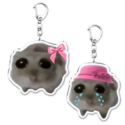 Creative Fun Meme Im Just A Girl Sad Hamster Key Chain Keychain Ring for Accessories Bag Funny Pendant Keyring Jewelry Fans Gift