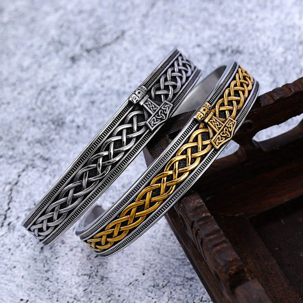 Vintage Nordic Celtic Viking Bracelet Stainless Steel Thor Hammer Mjolnir Bracelet Men Biker Amulet Jewelry Gifts Dropshipping