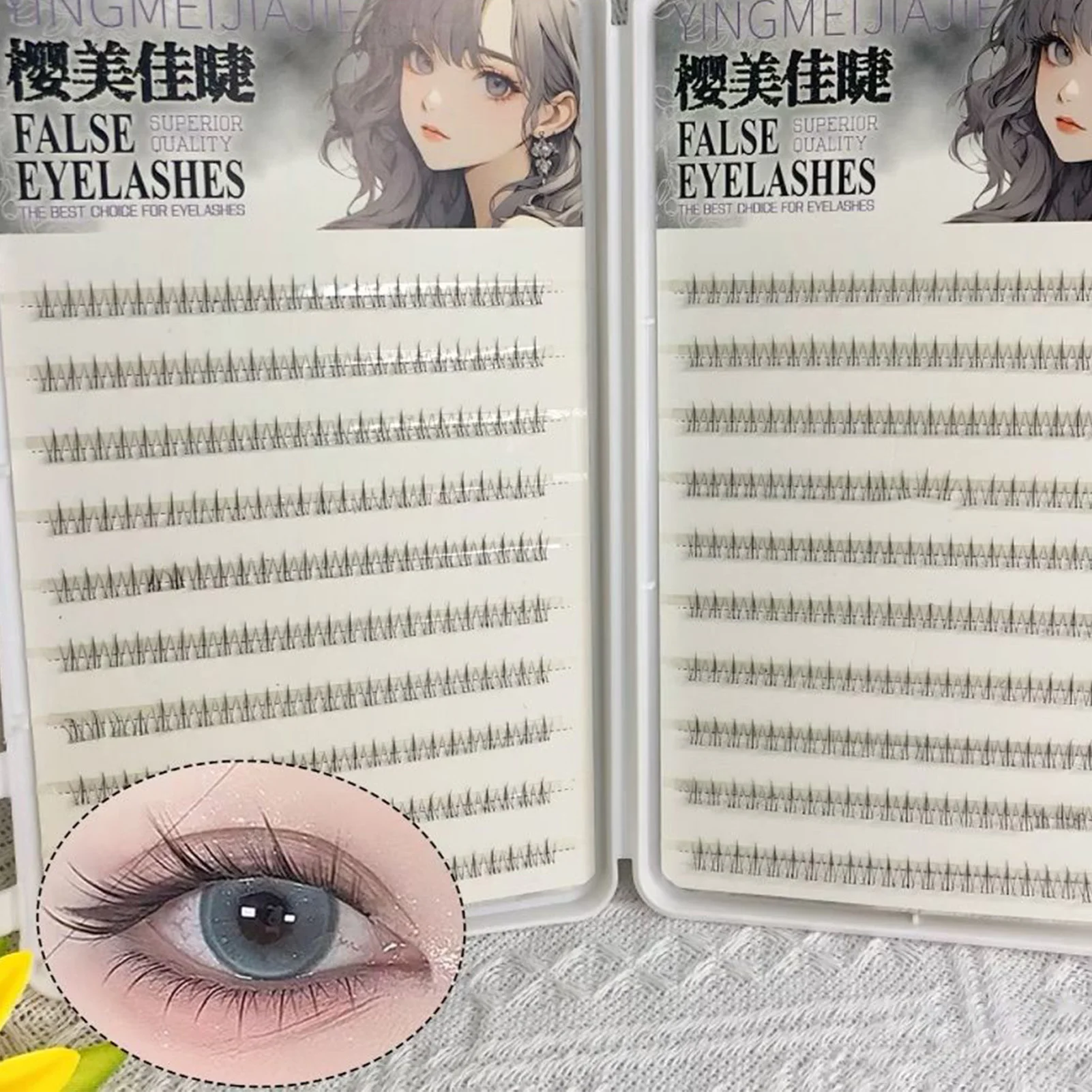 Sztuczne rzęsy w kształcie kociej łapki, z przezroczystym paskiem, segmentowe, do przedłużania rzęs, idealne na imprezy, kostiumy, cosplay i do codziennego makijażu.