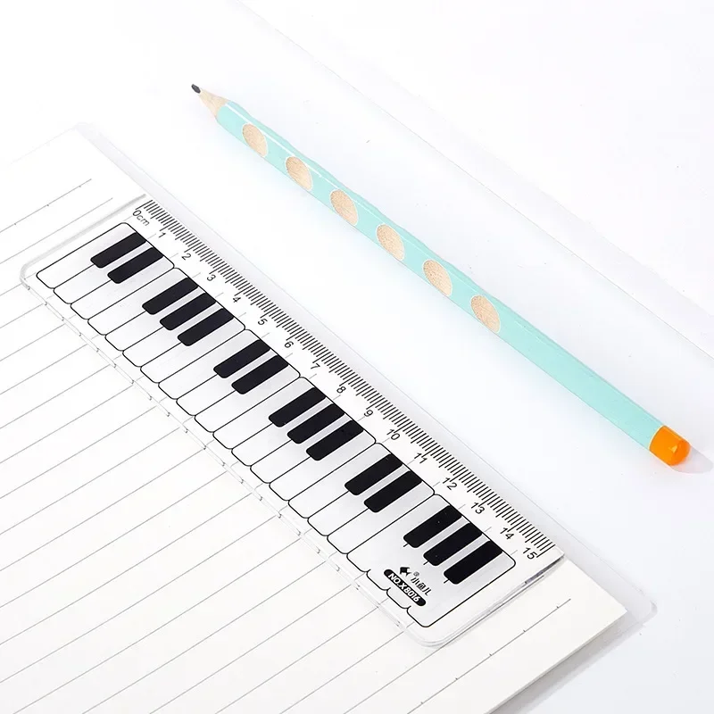 1pcs Piano Keyboard Plastic Straight Rulers 15cm Plastic Painting Ruler Bookmark School Student Drawing Tool School Supplies