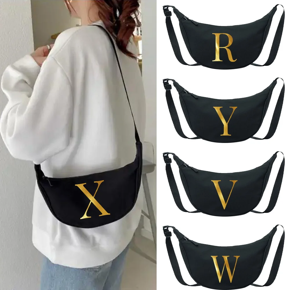 Nylon Material Crossbody Bag Waist Pack Bags Underarm Bag for Women Students Shoulder Cross Body Bags Letter Printing