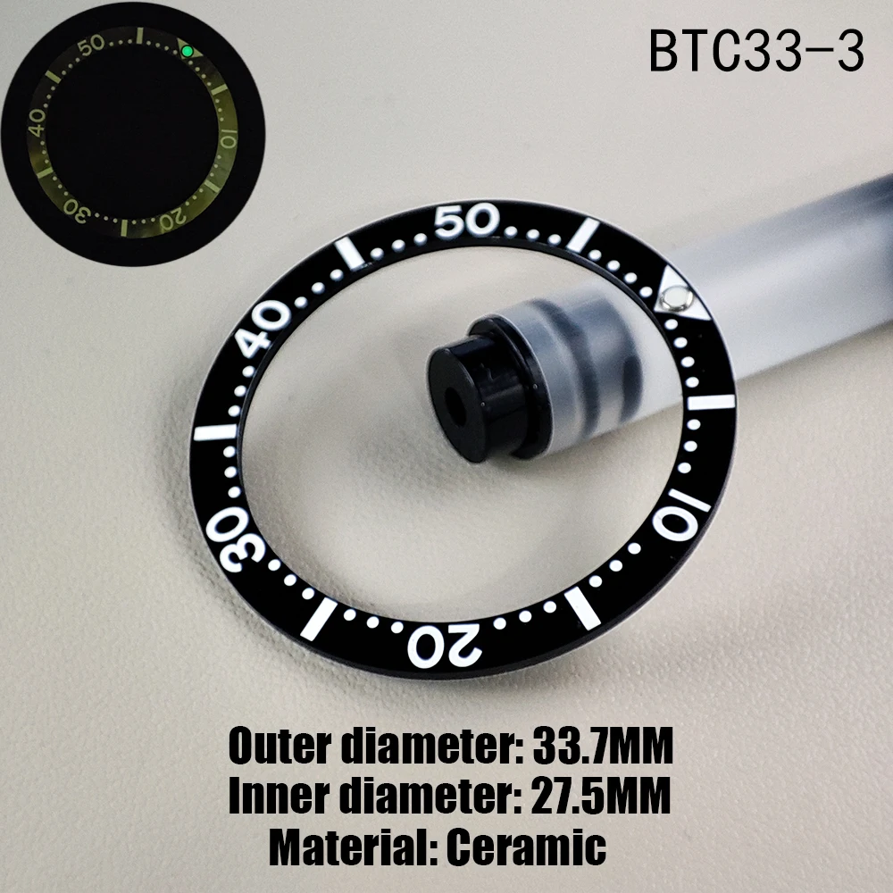 33.7*27.5MM Orologio Lunetta Inserto Misurazione Sostituto Orologio Inserto Anello Luminoso Accessori Per Orologi Piatto Ceramica di Alta Qualità