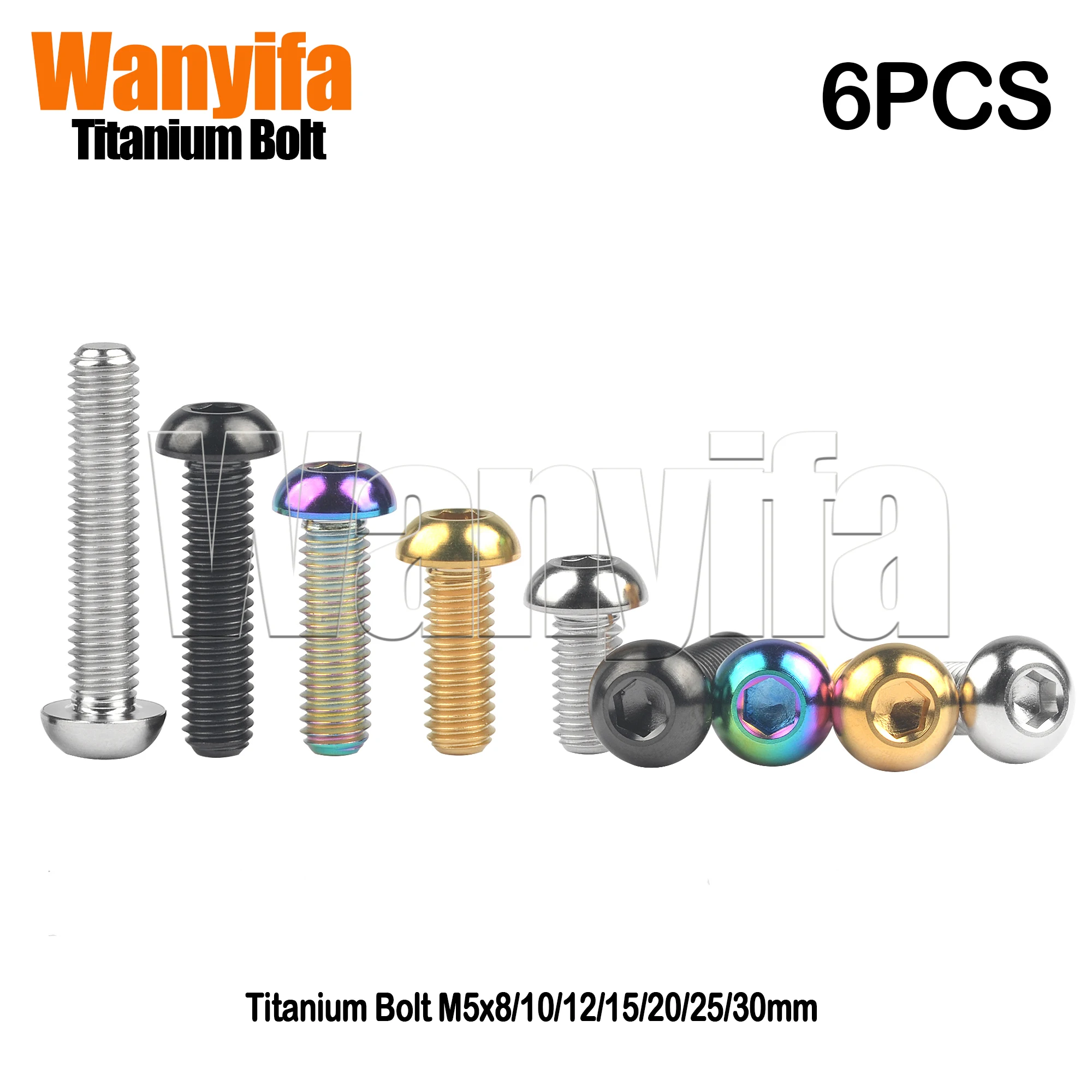 

Wanyifa Titanium Bolt M5x8/10/12/15/20/25/30mm Half Round Head Hex Screws for Bicycle Part