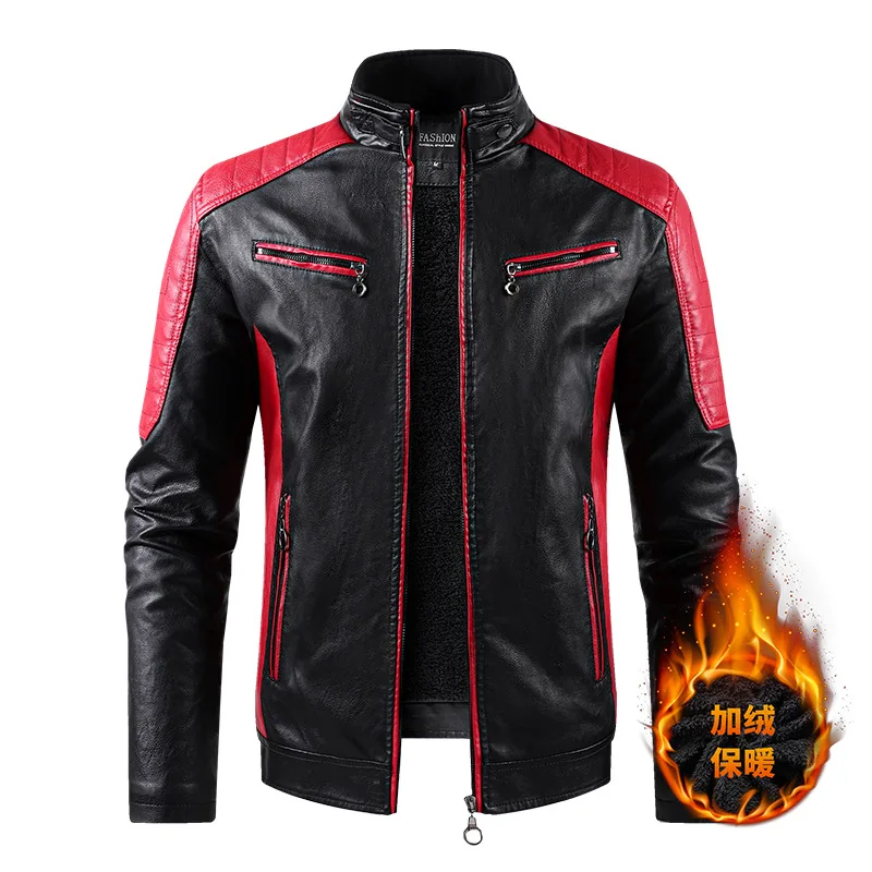 

Motorcycle Jacket Winter Men Leather Jacket Fleece Lined Outdoor Waterproof Windbreaker Military Tactical Coats PU Leather Slim