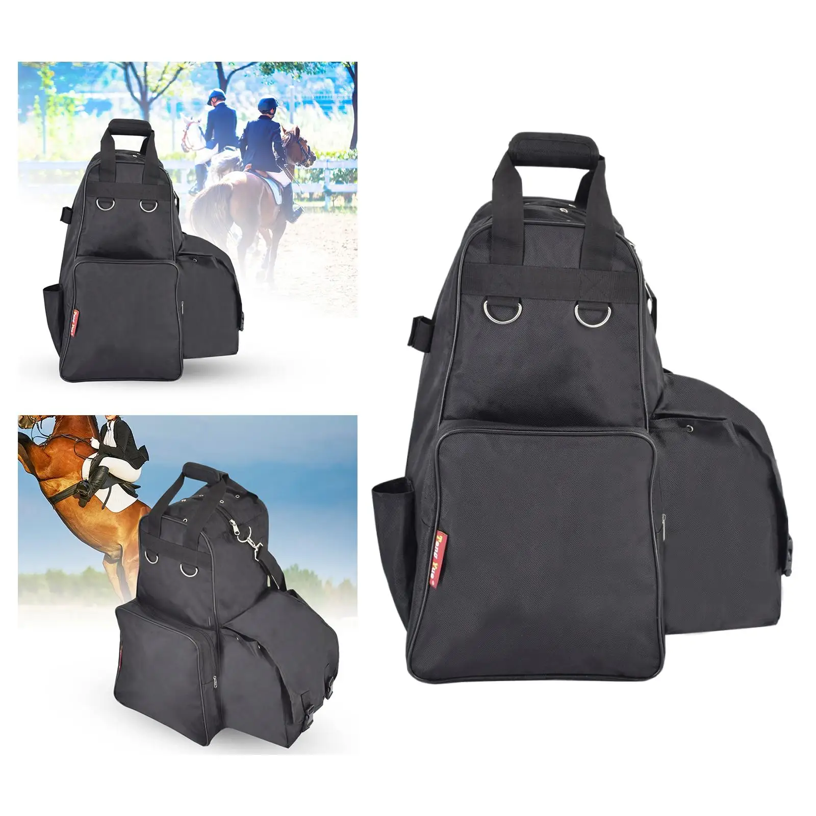 Portable Equestrian Bag Equipment Backpack Horse Riding Helmet Gloves Pants Leg Guards Whip Storage Bag Large Capacity