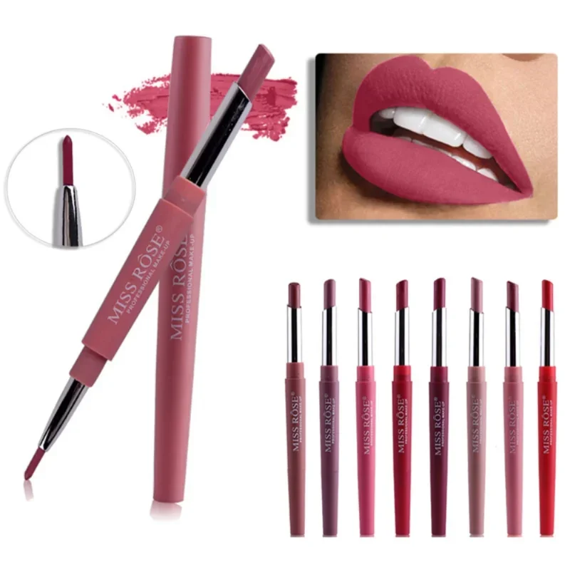 1 Pcs MISS ROSE Waterproof Long Lipstick Pen Lipliner 8 Colors for Selection Durable Color Display Suitable As Various Occasions