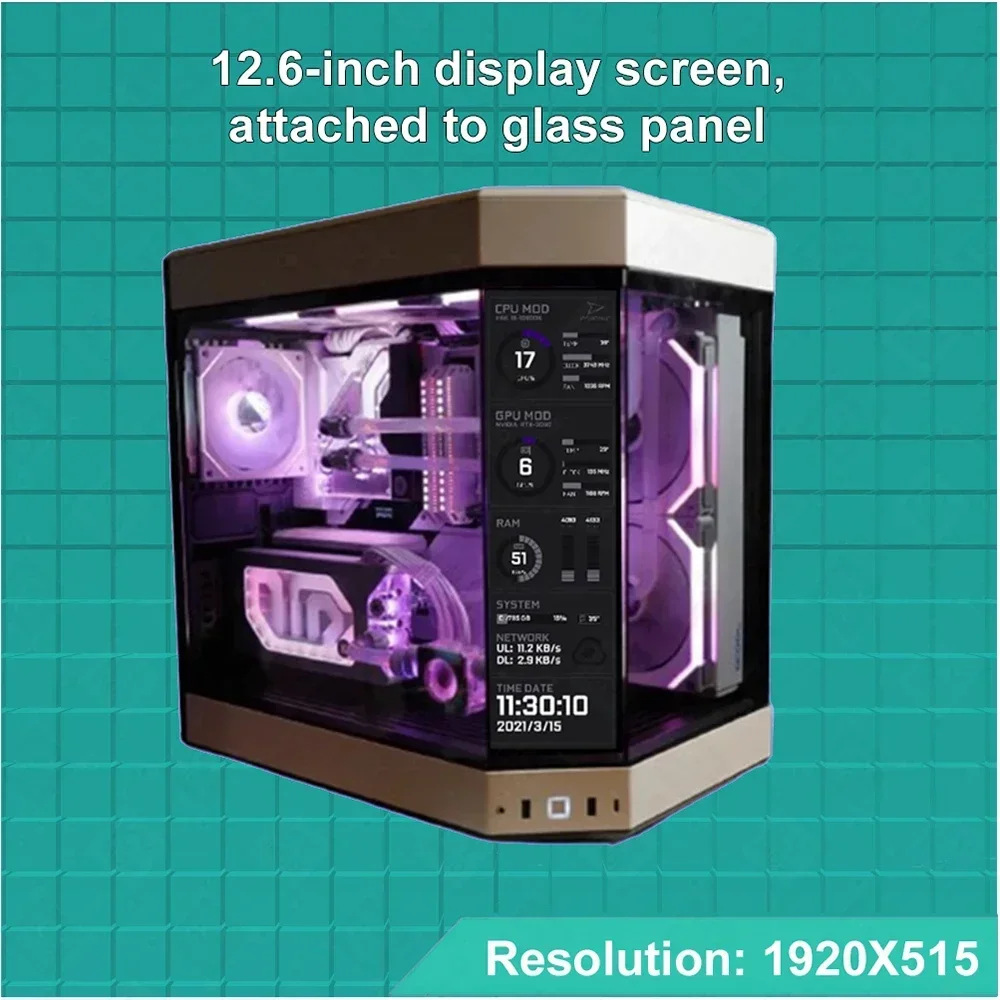 Y70 Y60 DIY LCD Data Monitoring 12.6 Inch Display Screen 1920x515 Resolution Dynamic Auxiliary Screen MOD Without PC Box
